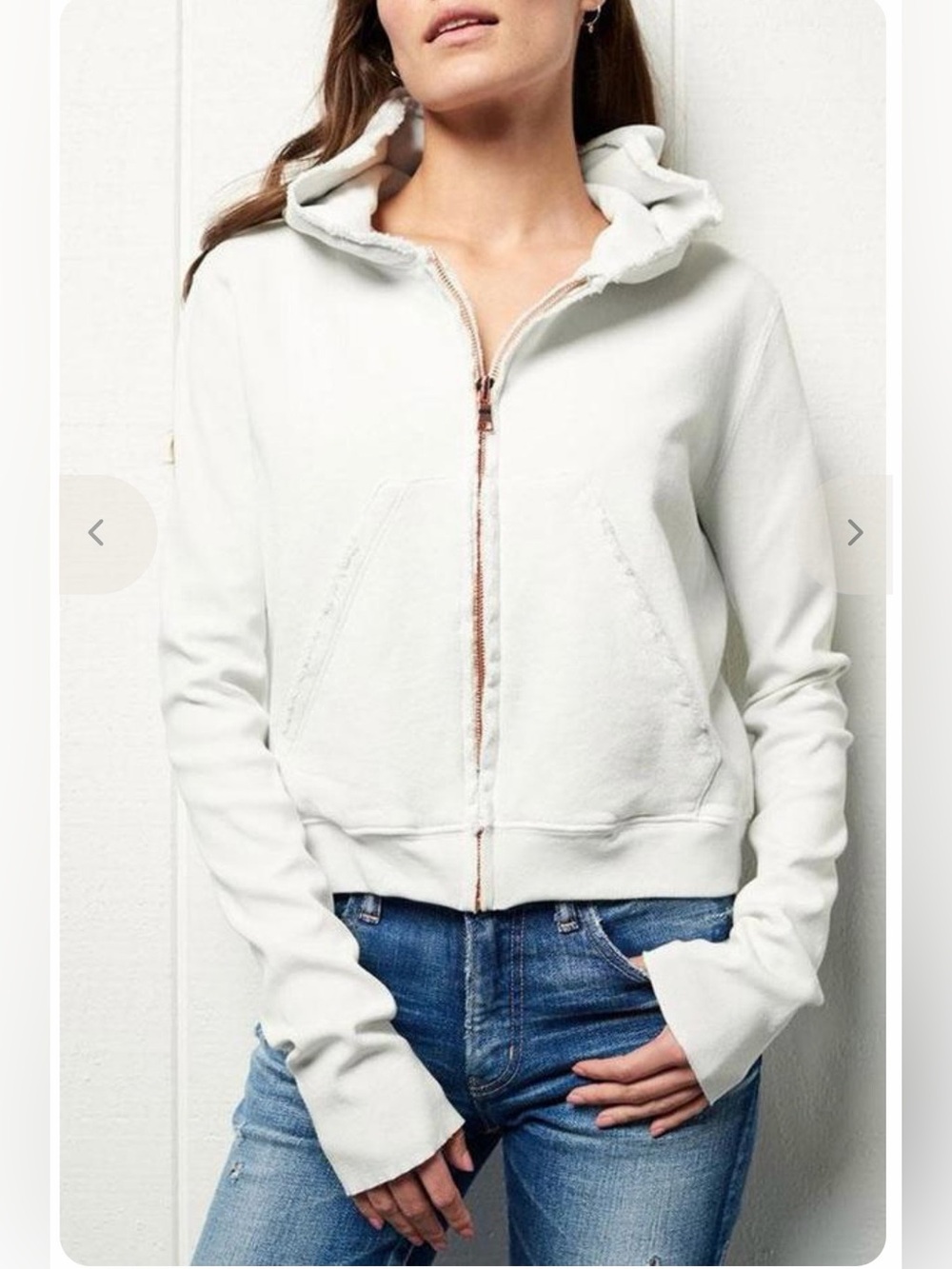 EUC Frank & Eileen Tee Lab Worn Edge Zip Hoodie Dirty White Rose Zip XS X-Small